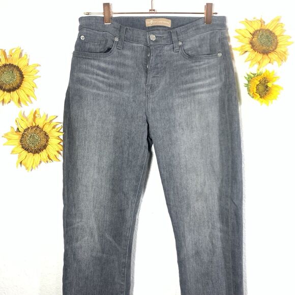7 For all Mankind Josefina Button Fly Boyfriend Jeans Gray Wash Size 26 - Picture 2 of 15